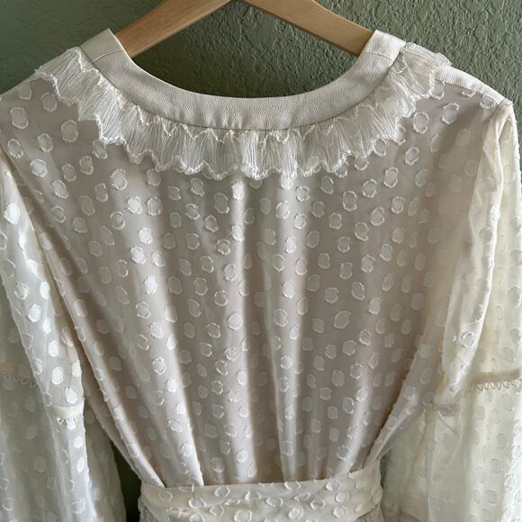 Alexis Katerina Ruffle Long-Sleeve Polka Dot Mini Dress Cream Size M $594 - Picture 7 of 10